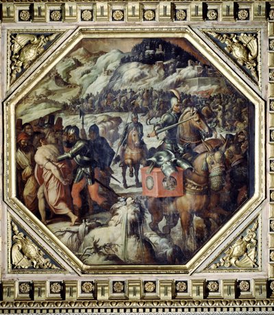 La défaite des Vénitiens dans le Casentino du plafond du Salone dei Cinquecento, 1565 - Giorgio Vasari